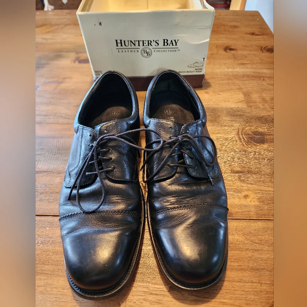 Hunters Bay Men's Black Leather Dress Shoes Size 13